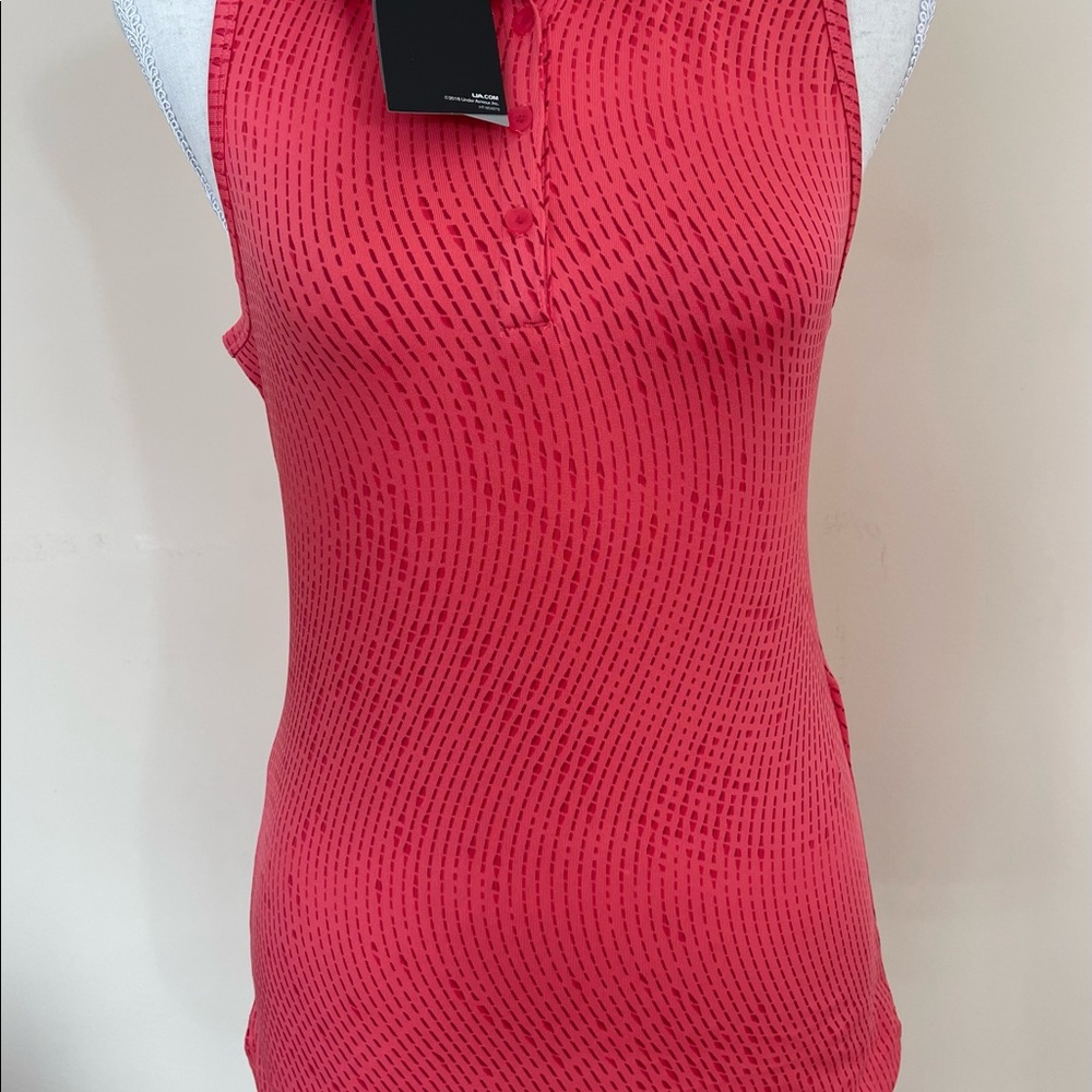 New Under Armour Top Sleeveless Polo Shirt Red Women Size Extra Small NWT